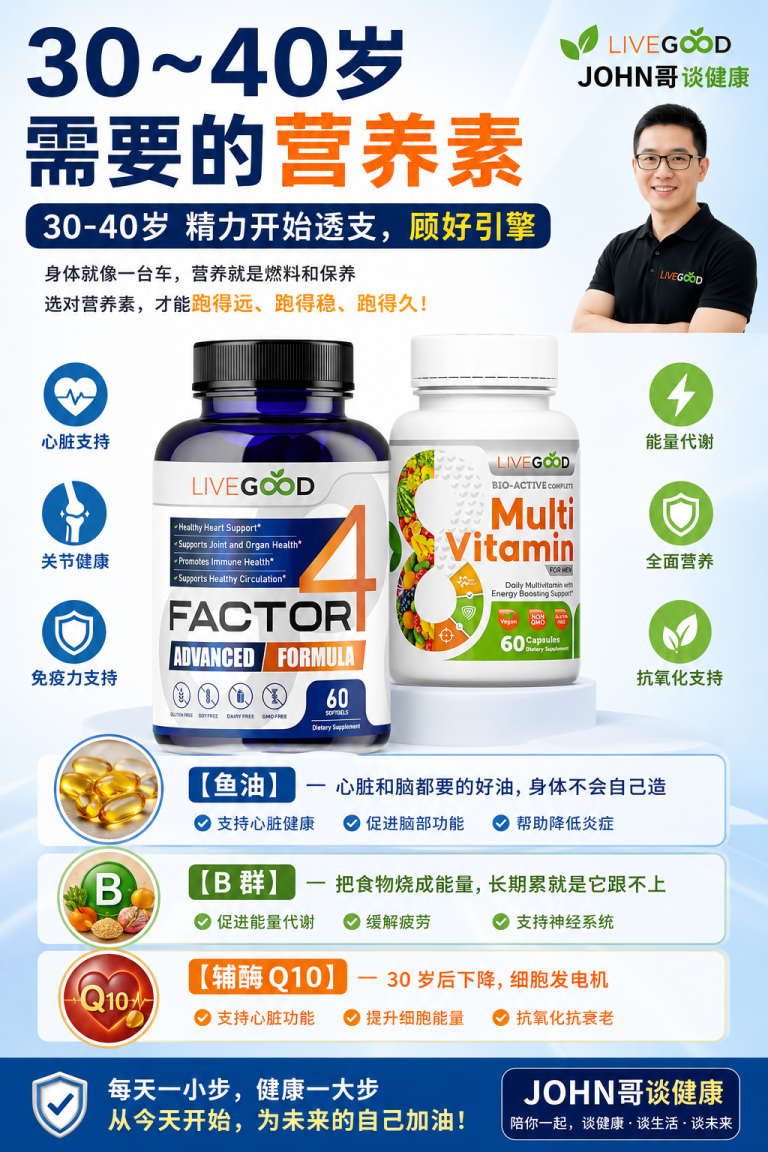医生没告诉你的话：30到80岁，每个年龄最该补的3样营养素
